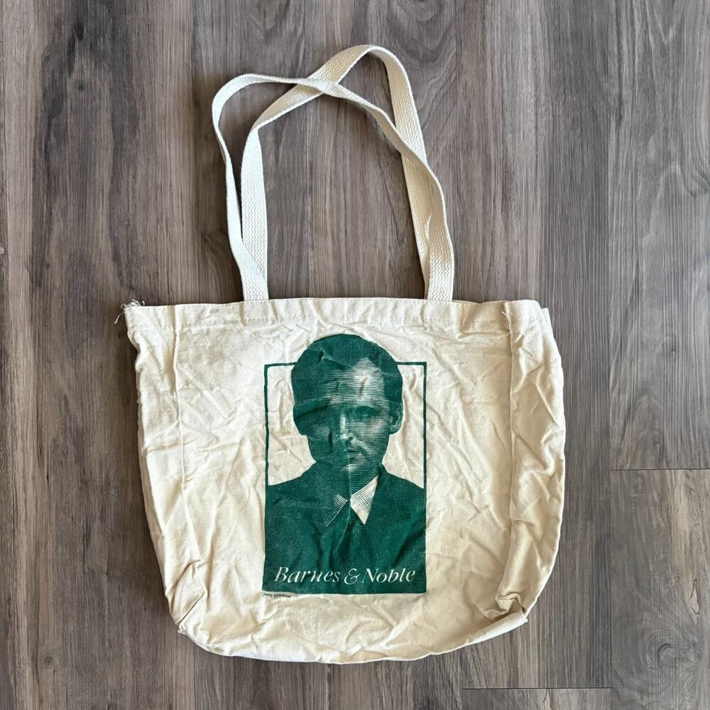 Vintage Barnes & Noble Tote Bag Canvas John Grisham Print Rare Collector